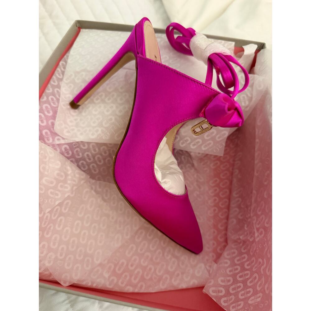 New Dee Ocleppo satin 610 fuxia dominic pink mule heels sz 35 - Picture 5 of 11